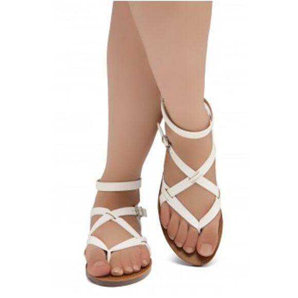 NWT SHOE LAND SL-MONACO WOMEN'S WHITE OPEN-TOE GLADIATOR ZIP BACK SANDALS 8.5 - Picture 4 of 11